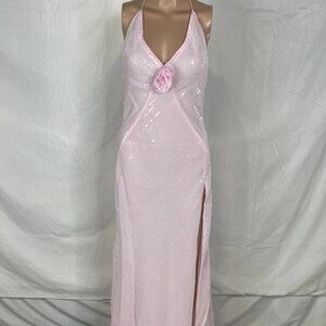 Bardot Women’s Aradia Sequin Halter Slip Dress Size 2 – Pink, Long Length